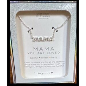 Mama, Silver Plated 16"+3" Cubic Zirconia Necklace-New‎ in Gift Box